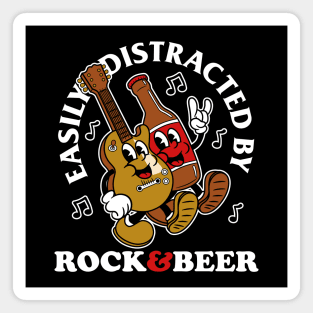 Easily Distracted By Rock & Beer Magnet